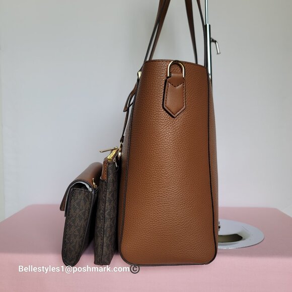MICHAEL KORS Kimberly Embossed (PU) Large 3-in-1 Tote SET- Brown/Luggage 🎈$198. - Picture 10 of 16